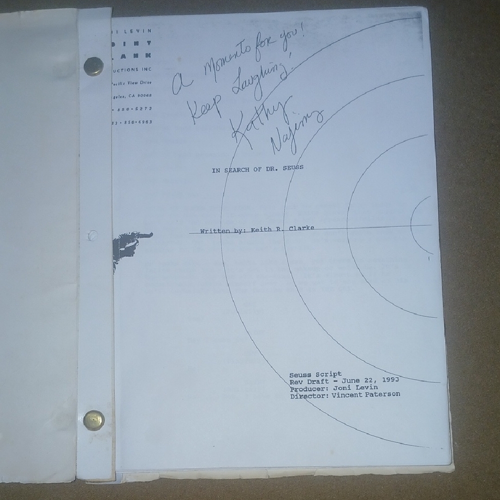 Signed Script 'In Search of Dr. Seuss'